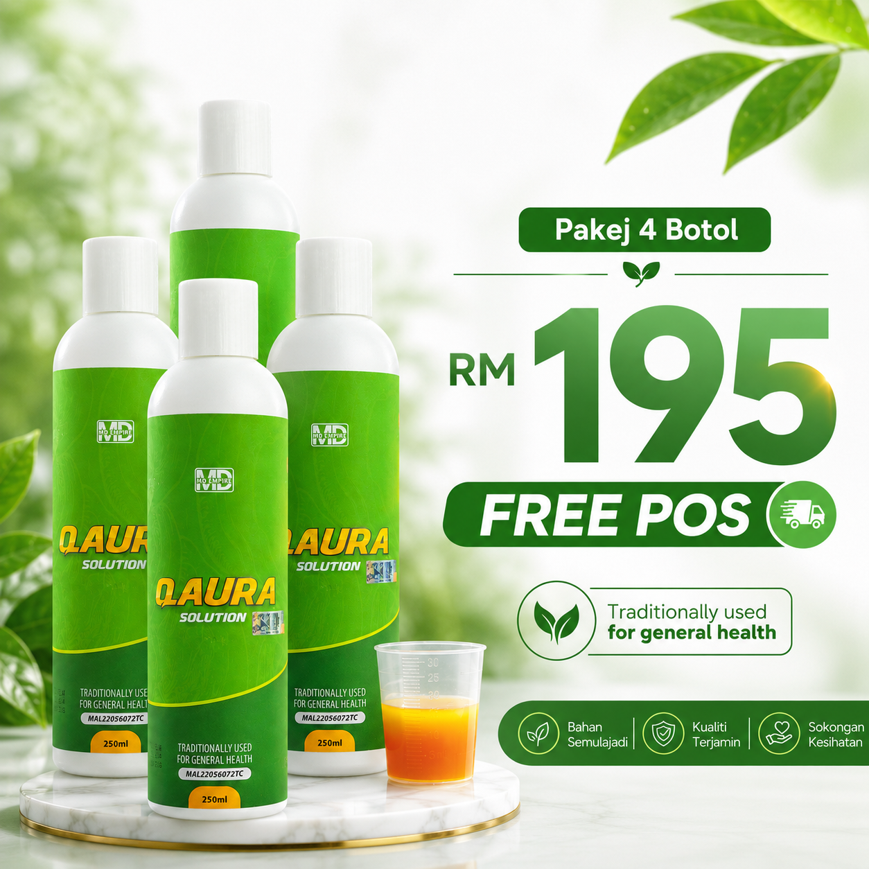 Poster Pakej 4 Botol Jus Qaura Solution RM195 Paling Berbaloi